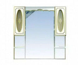 Шкаф-зеркало 100 см, белая патина, Misty Монако 100 Л-Мнк04100-013Л