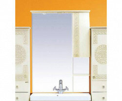 Шкаф-зеркало 90 см, бежевая патина, правый, Misty Olimpia Lux 90 R Л-Олл04090-033СвП