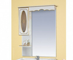 Шкаф-зеркало 80 см, белая патина, левый, Misty Монако 80 L Л-Мнк02080-013Л