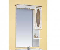 Шкаф-зеркало 80 см, белая патина, правый, Misty Монако 80 R Л-Мнк02080-013П