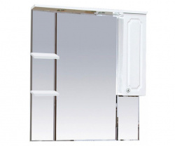Шкаф-зеркало 85 см, белый металлик, правый, Misty Александра 85 R П-Але04085-352СвП