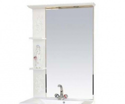 Зеркало 75 см, белое фактурное, левое, Misty Вирджиния Бабочка 75 L П-Вир02075-012Л