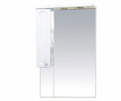 Шкаф-зеркало 65 см, белый металлик, левый, Misty Александра 65 L П-Але04065-352СвЛ