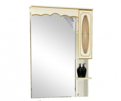 Шкаф-зеркало 70 см, бежевая патина, правый, Misty Монако 70 R Л-Мнк02070-033П