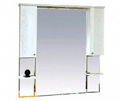 Шкаф-зеркало 120 см, белый фактурный, Misty Вирджиния Бабочка 120 П-Вир02120-012