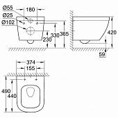 Унитаз подвесной без сидения Grohe Euro Ceramic 39206000