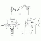 Смеситель для ванны с душевым набором Nicolazzi Classico 3401DB75