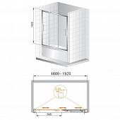 Шторка на ванну 190 см, профиль хром, Cezares TRIO-V-22-190/145-P-Cr