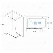 Душевая перегородка 100 см, прозрачное стекло, дверью, черная, RGW WA-13 34101310-14