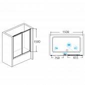 Шторка на ванну 150 см, стекло прозрачное, RGW Screens SC-43 351104315-11