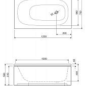 Акриловая ванна 120х70 см, Cezares ECO-120-70-40