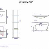 Комплект мебели 90 см, дуб сонома, Aqwella Simphony Sim.01.07/1/DS-K