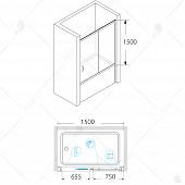 Шторка на ванну 150 см, стекло прозрачное, RGW Screens SC-62 01116215-11