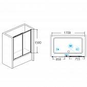 Шторка на ванну 170 см, стекло прозрачное, RGW Screens SC-43 351104317-11