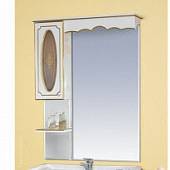 Шкаф-зеркало 80 см, белая патина, левый, Misty Монако 80 L Л-Мнк02080-013Л