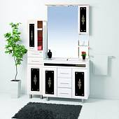 Шкаф-зеркало 105 см, белый/черный, правый, Misty Мальта 105 R Л-Млт04105-235