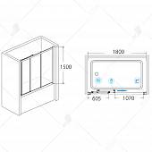 Шторка на ванну 180 см, стекло шиншилла, RGW Screens SC-41 04114118-51