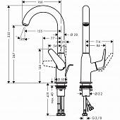 Смеситель для раковины (д.к), хром, Hansgrohe Novus 71126000