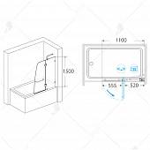 Шторка на ванну 110 см, стекло прозрачное, RGW Screens SC-13 01111311-11