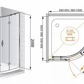 Душевой уголок 100х100 см, профиль хром, Cezares BERGAMO-R-2-100-ARCO-C-Cr-IV