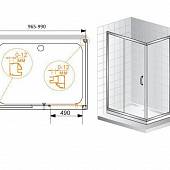 Душевой уголок 100х80 см, профиль хром, Cezares PRATICO-AH-1-100/80-C-Cr