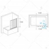 Шторка на ванну 120 см, стекло прозрачное, RGW Screens SC-22 03112212-11