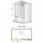 Шторка на ванну 150 см, профиль хром, Cezares TRIO-V-22-150/145-C-Cr