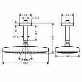 Верхний душ 300х160 мм, 2 режима, потол. кроншт. 100 мм, 9 л/мин Hansgrohe Raindance Select E 26608000