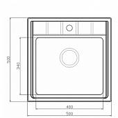 Мойка из нержавейки 500х500 мм, сталь, Seaman Eco Roma SMR-5050A.A одно отверстие