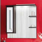 Зеркало-шкаф 75 см, левая версия, венге/белый глянец, Бриклаер Бали 75 L 4627125411830
