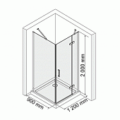 Душевой уголок 120х90 см, хром/белый, правый, WasserKRAFT Aller 10H07RWHITE