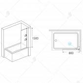 Шторка на ванну 80 см, стекло прозрачное, RGW Screens SC-53 03115308-11