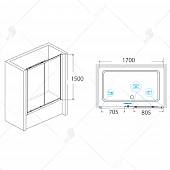 Шторка на ванну 170 см, стекло прозрачное, RGW Screens SC-42 04114217-11