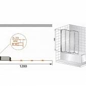 Шторка на ванну 120 см, профиль хром, Cezares PRATICO-V-5-120/140-C-Cr